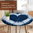 thumbnail image 3 of Blue Love Heart Round Tablecloth 36-44 Inch Round Fitted Table Cloth with Elastic Edge, Boho Ethnic Modern Funny Tie Dye Art Waterproof Table Cover Protector for Outdoor Picnic Party Dining, 3 of 6