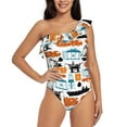 thumbnail image 2 of Yiaed Industrial Transportations Print Women One Piece Swimsuits Tummy Control One Shoulder Bathing Suits Pattern Ruffle Swimwear-XX-Large, 2 of 8
