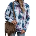 thumbnail image 3 of TWZH Women Tie Dye Printed Hooded Pullover Long Sleeved Loose Pocket Hoodies Tops, 3 of 6