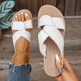 thumbnail image 6 of Caywon Women Flat Slide Sandals, Knotted Criss Cross Fabric, Woven Sole Vacation Dressy, Comfortable Ladies Shoes Sandalias Planas Mujer, 6 of 6