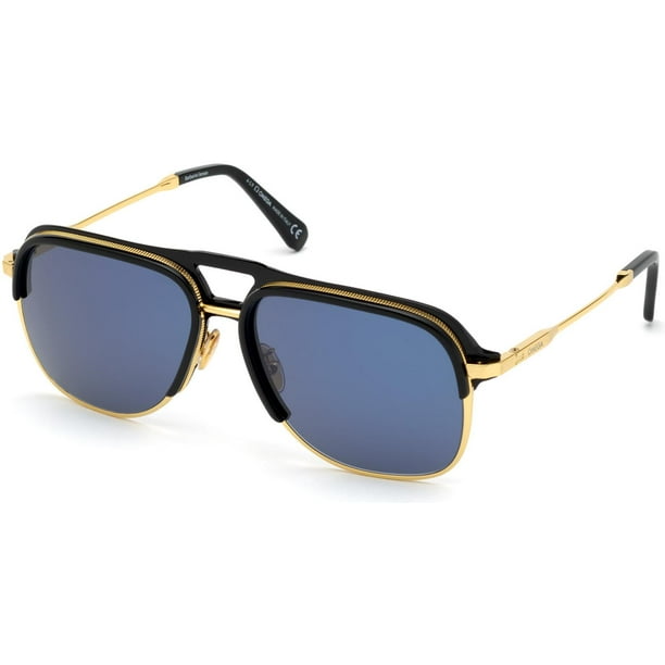 OMEGA OM 0015H Sunglasses 01V Shiny Endura Gold, Shiny Black / Blue ...