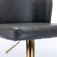 thumbnail image 6 of Bar Stools Set of 2, Swivel Counter Height Barstools with Upholstered Tufted Mid Backrest & Footrest, Adjustable PU Dining Chair with 350 LBS Capacity for Home, Pub, Kitchen Island, Dark Grey+Gold, 6 of 8