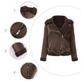 thumbnail image 4 of RYDCOT Winter Coats for Women Short Cropped Sherpa Moto Jacket Lapel Faux Suede faux leather Coat Fleece Bomber Jacket with Belt Clearance, 4 of 7