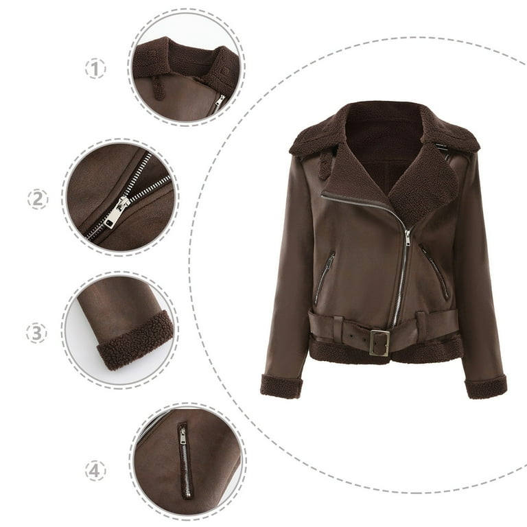 Usmixi Weekly Deals Winter Faux Leather Jacket for Women Usmixi Weekly Deals Winter Faux Leather Jacket for Women