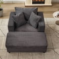 thumbnail image 2 of CQSXDA Versatile Upholstered Chaise Lounge Chair and Ottoman Combo With Pillows,  Sleeper Couch For Home Use, Dark Gray, 2 of 18