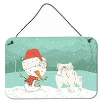 Carolines Treasures CK2054DS812 White English Bulldog Snowman Christmas Wall or Door Hanging Prints  8x12 multicolor