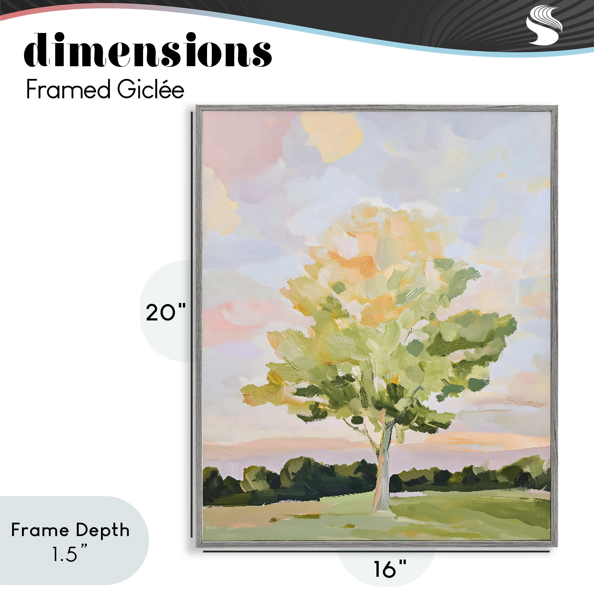 Stupell Industries Sunlit Tree Landscape Impression Gray Framed Giclee Art, design by The Prints Vibe