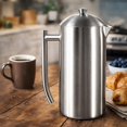 thumbnail image 2 of Double-Walled Stainless Steel French Press Coffee Maker - Brushed 36 oz (1 Liter) Insulated Coffee Press, 2 of 7