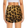 thumbnail image 2 of Lsque Golden Leopard Glitter Printed Women's Running Shorts with Liner Pockets,Elastic Quick Dry Workout Athletic Gym Yoga Shorts,Womens High Waist Shorts-Medium, 2 of 9