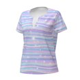 thumbnail image 5 of Fuzoiu Striped Gradient Print Women's V-Neck T-Shirt,Women's Short Sleeve Top, Comfortable for Work, Leisure, and Sports, 5 of 7