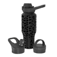 thumbnail image 2 of Coldest Sports Water Bottle - 3 Insulated Lids (Chug Lid, Straw Lid, Loop Lid ) Double Walled, Thermo Mug, Metal Canteen (36 oz, Black Leopard), 2 of 6