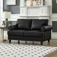 thumbnail image 3 of 2 Piece Set Comfy Sofa Couch, 3 Seater & Loveseat Sofa with Deep Seats, Modern Upholstered Sleeper Couch with Nails for Living Room, Black, 3 of 9