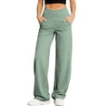 thumbnail image 3 of TAGOLD Womens Yoga Full Length Pants Solid Color High Stretch Pocket Fitness Work Casual Pants, 3 of 5