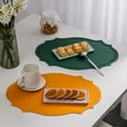 thumbnail image 3 of Leather Placemat INS Style Vintage Kitchen Dining Table Mat European Creative Heat Insulation Mat Waterproof And Oilproof Western Placemat Substitute Pink Imitation Leather Vintage Oval, 3 of 7