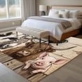 thumbnail image 5 of Why Hello Cutie Pies Washable Living Room Rugs 5'x7', Farm Donkey Pig Cow Chicken Wooden Fence Retro Low Pile Throw Large Area Rugs Non-Slip Sturdy Edge Binding Carpet for Dining Room Bedside Kitchen, 5 of 9