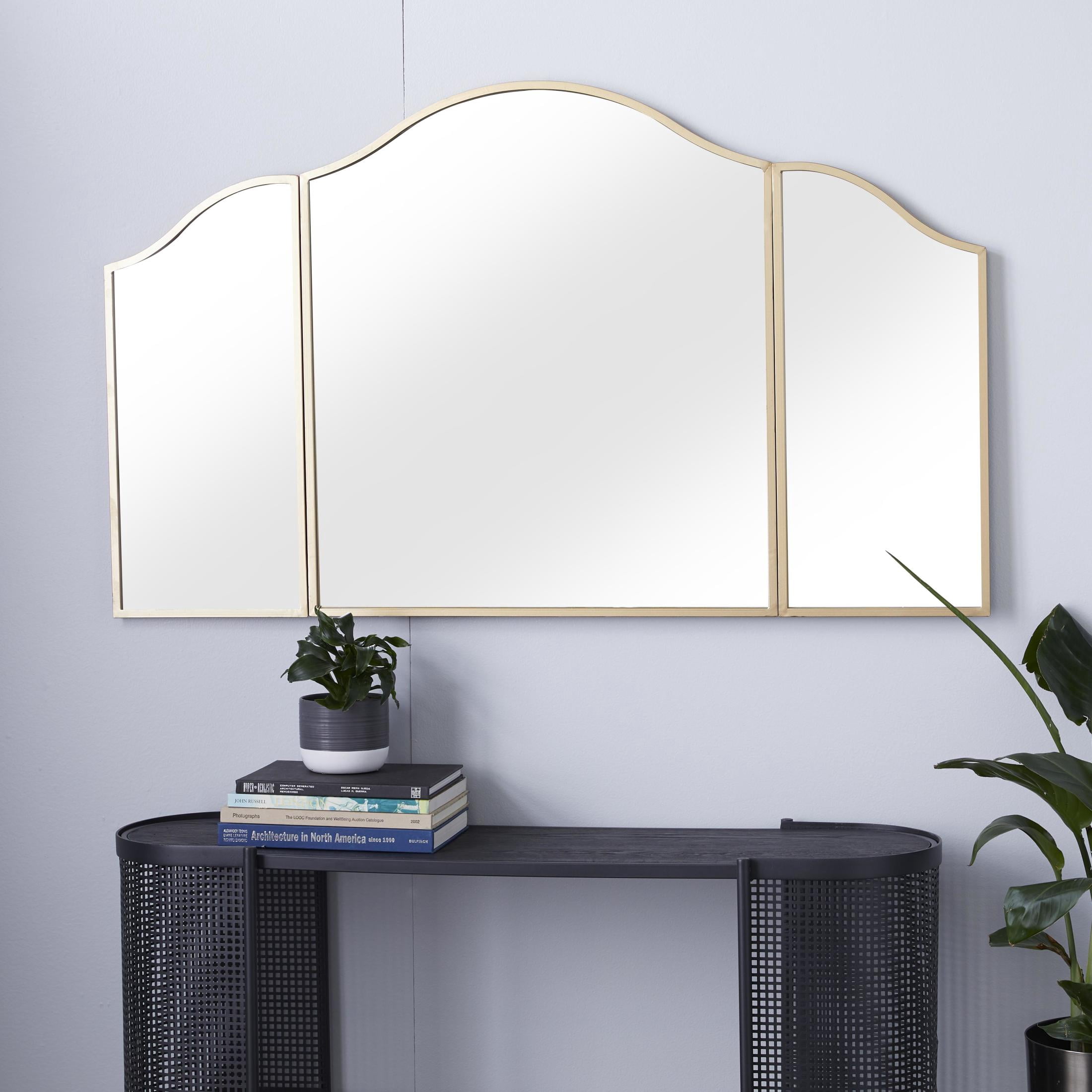 DecMode 53" x 31" Gold Arched Wall Mirror with Folding Sides