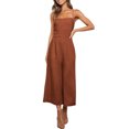 thumbnail image 3 of Txlixc Mono de verano para mujer Tirantes finos ajustables Cintura alta Pierna ancha Mono recortado Mamelucos con bolsillos Txlixc  Estilo de ocio, 3 of 5