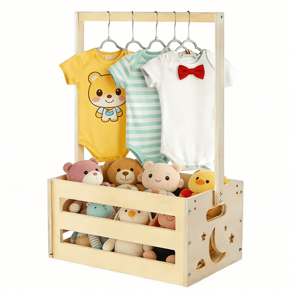 WANALIT Baby Shower Gift Basket with Handle, Storage Crate for Newborn Essentials, Nursery Organizer for New Parents, Boys & Girls