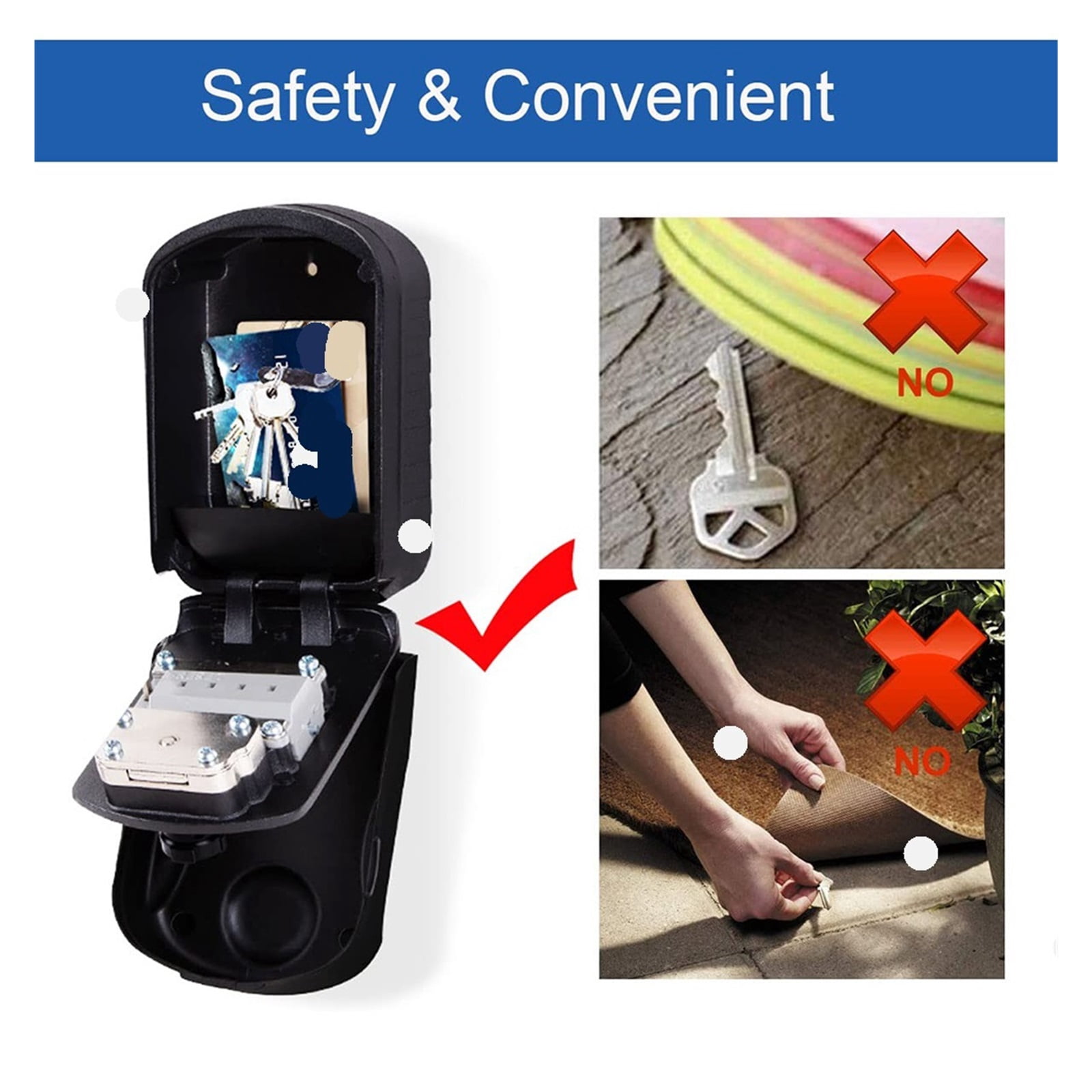 Key Lock Box with 4 Digit Combination Spare Key Sturdy Key Safe Box ,House, Apartment, Office Key Storage