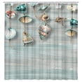 thumbnail image 2 of Nautical Shower Curtain, Rustic Wooden Teal Ocean Beach Vintage Coral Coastal Shower Curtains for Bathroom, Marine Starfish and Seashell Summer Fabric Bathroom Accessories with Hooks, 72X72in, 2 of 5