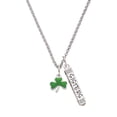 thumbnail image 1 of Delight Jewelry Silvertone Translucent Green Shamrock Silvertone Sisters Best Friends Forever Bar Charm Necklace, 23", 1 of 4
