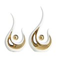 thumbnail image 3 of kowaku 2 Pieces Abstract Art Statue Artwork Fine Workmanship Home Decoration Resin Figurine Modern Sculpture for Coffee Table Office white golden, 3 of 9
