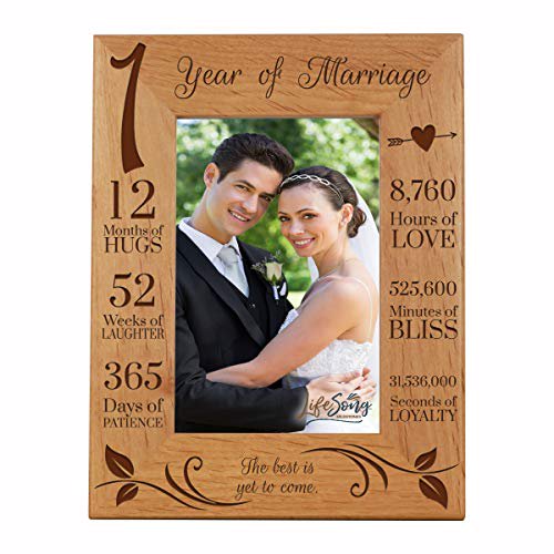 LifeSong Milestones Cadre Photo 1er Anniversaire 1 An de Mariage - Souvenir de Mariage d'Un An pour Parents Mari Épouse Lui Elle - le Meilleur Est Y