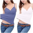 thumbnail image 2 of ZZwxWA 2 Pack Women's Fit Camisole with Built in Bra Slim-Fit Spaghetti Straps Deep V-Neck Camis Tank Tops with Shelf Padded Bra Womens Pure Color Vest Today, 2 of 4