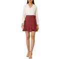 thumbnail image 2 of Allegra K Women's Plaid Tie Waist Short Ruffle Wrap Skirt, 2 of 6