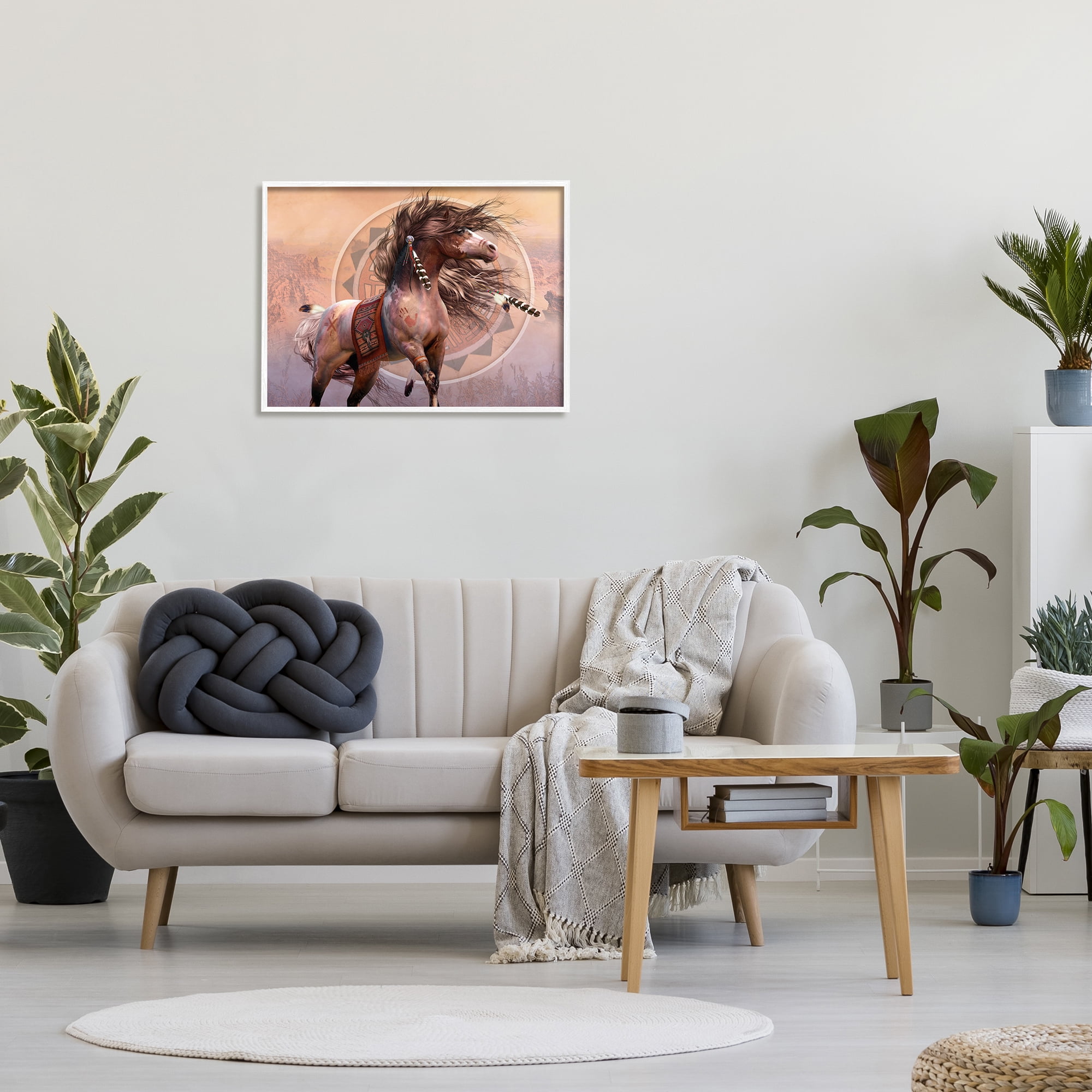 Stupell Industries Spirit Warrior Horse Animals & Insects Painting White Framed Art Print Wall Art, 30 x 24