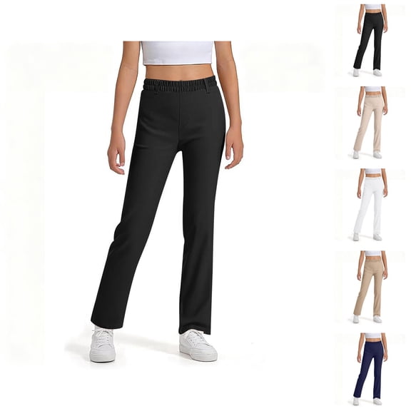 School Uniform Pants for Girls Boys 2025 Fashion Straight Leg High Stretchy Dress Pants with Pockets