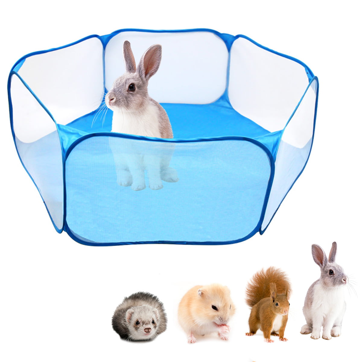Foldable Small Animal Playpen Cage Tent with Cover Fabric Mesh Outdoor Indoor Run Play Pen Exercise Fence Small Animal Cage Pen Pets Pop up Playpen for Guinea Pig Rabbit Hamster Chinchilla Hedgehog