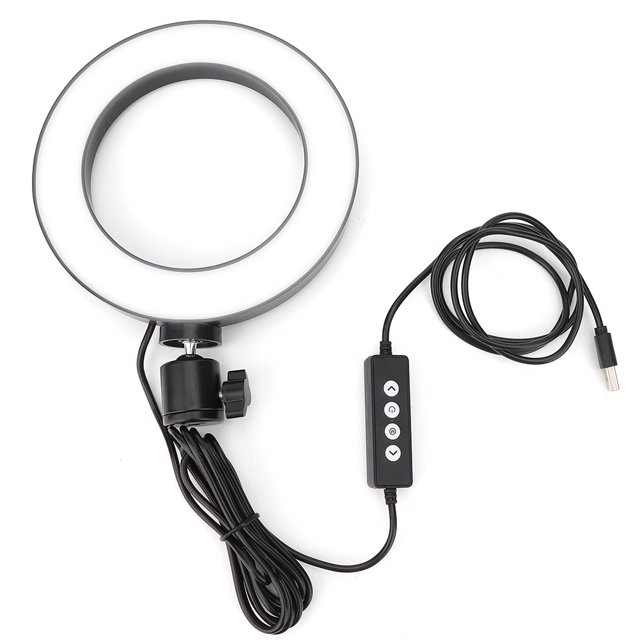 Anillo de luz LED para transmisión en vivo, fotografía de estudio, luz de relleno para tatuajes, selfies, color negro (6,5 pulgadas)