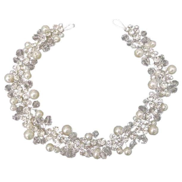GOOHOCHY Diadema de cristal plateado con delicados diamantes de imitación para novia, tocado artificial para boda, diadema para novia