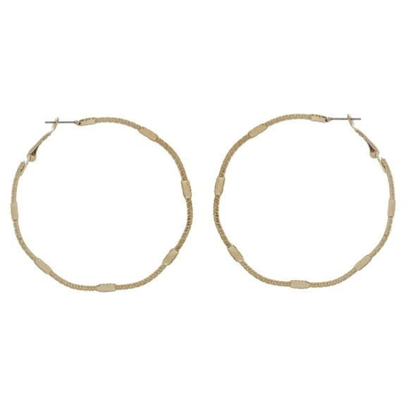 Time and Tru Hoop Diamond Earrings, Goldtone, 2.25"