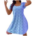 thumbnail image 1 of Qiopertar Robe d'Été Ample à Col Rond Manches Courtes Imprimé Mignon Grandes Économies de Vacances! Moins de 5$ jusqu'à 90 % de Réduction, 1 of 6