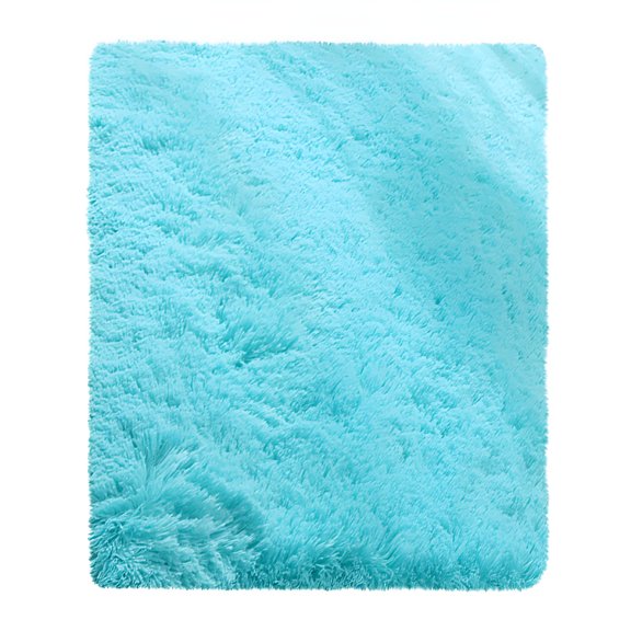 RLESO Soft Fluffy Area Rug for Room Teal Blue Plush Shag Accent Carpets Kids Girls
