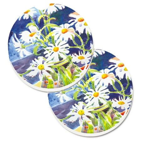 

Carolines Treasures 6003CARC Flowers - Daisy Set of 2 Cup Holder Car Coasters Large multicolor