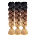 thumbnail image 3 of Ombre Brown Braiding Hair Extensions 24 Inch 3 Packs Synthetic High Temperature Jumbo Braiding Hair Twist Crochet Braids Hair for Women, 3 of 6