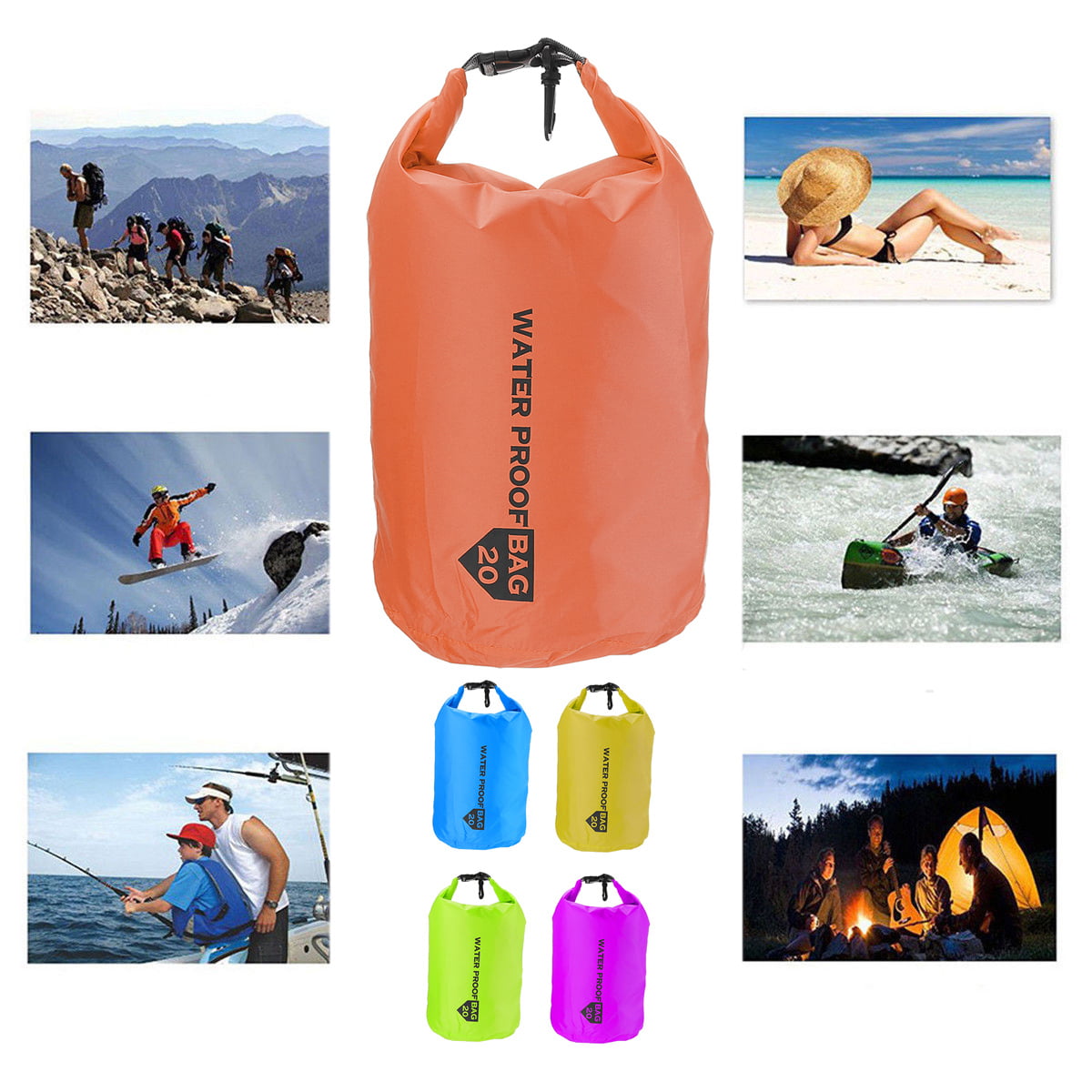 Durable Waterproof Drawstring Stuff Sack Dry Bag Outdoor Travel Kayaking Camping 