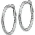 thumbnail image 2 of 14K White Gold 3X25mm Diamond-Cut Round Omega Back Hoop Earrings (32.25 X 32) Made In Peru pre940w, 2 of 5