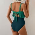thumbnail image 5 of Women's Swimsuits One Piece Swimsuit Tummy Control Ruffled Bathing Suit V Neck Cutout Swim Suit Tie Back Swimwear Green S, 5 of 6