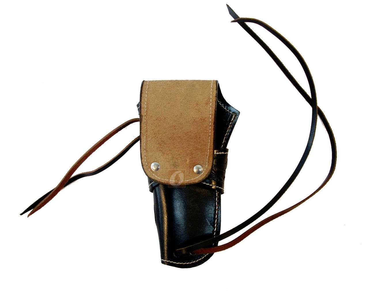 Leather Holster Long Barrel Revolver Pistol Fit Floral Tooled Black - Right Hand