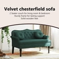 thumbnail image 4 of vidaXL 47” W Small Loveseat, Velvet Chesterfield Sofa, 2 Seater Couch for Living Room, Dark Green, 4 of 9