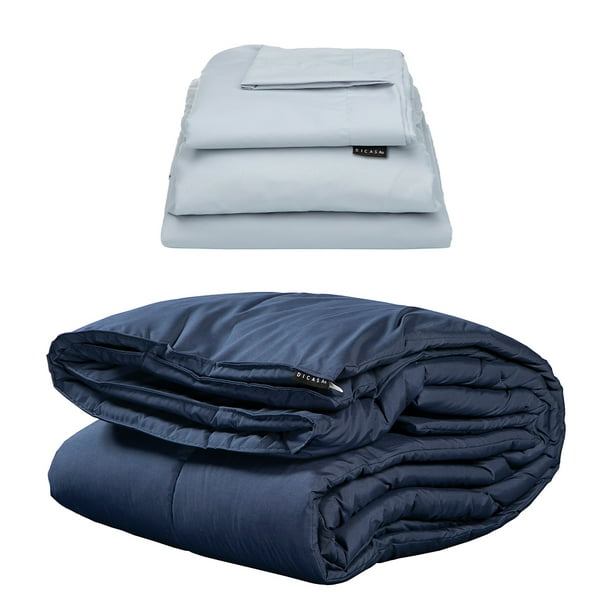 Edredón Individual Homy Azul + Sábanas Softy Platino
