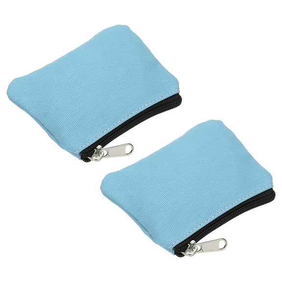 3.5" x 4.7" Coin Purse Pouch, 2 Pack Change Purses Small Organizer Bags with Zipper Canvas for Home, Blue