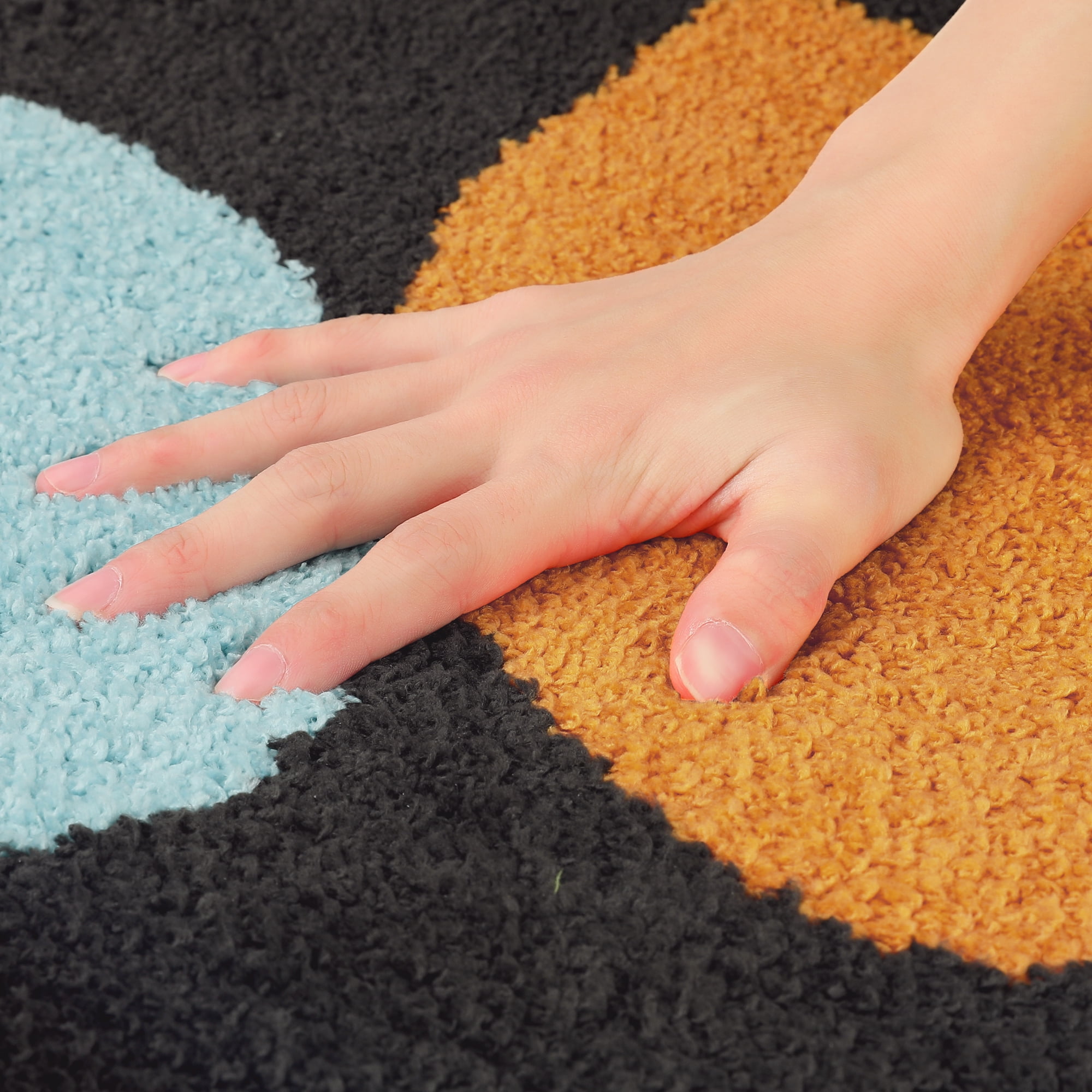 Unique Bargains Soft Plush Non-Slip Printing Mat Quick Dry for Bathroom Floor Black 20"x32"