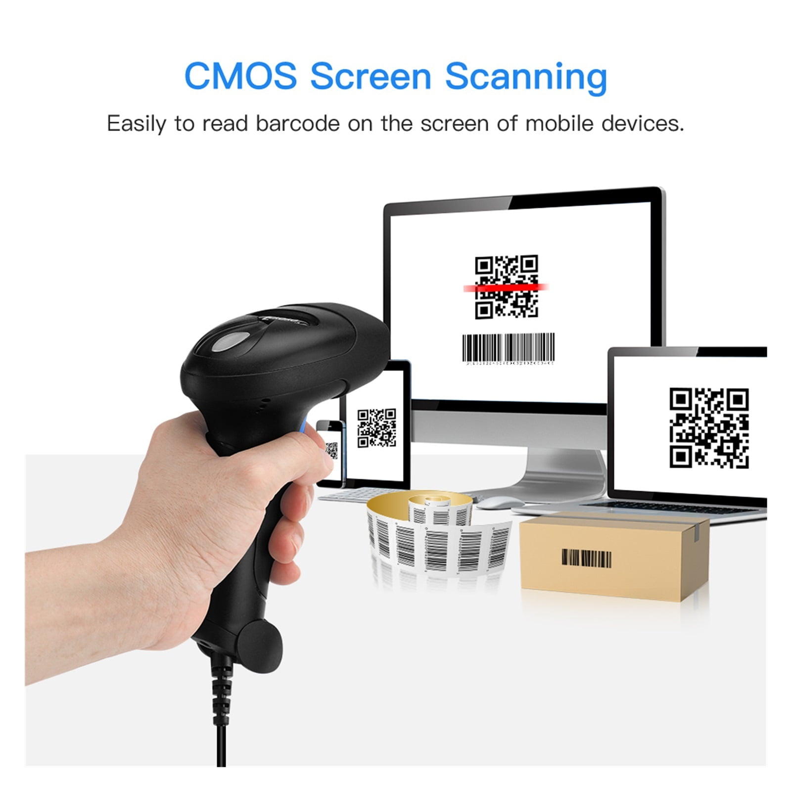 Wired 1D QR 2D Barcode Scanner Handheld USB Wired Bar Codes Reader CCD PDF417 Data Matrix Bar Code Image Automatic Scanner ,Easy to Operate