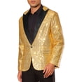 thumbnail image 4 of Blazer de lentejuelas INSPIRE CHIC para hombres, con solapa de pico, color bloque, brillante y reluciente, abrigo deportivo 2XL dorado, 4 of 5