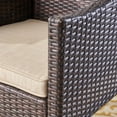thumbnail image 2 of Priscilla Outdoor 5 Piece Acacia Wood and Wicker Dining Set with Cushions, Teak, Multibrown, Beige, 2 of 4